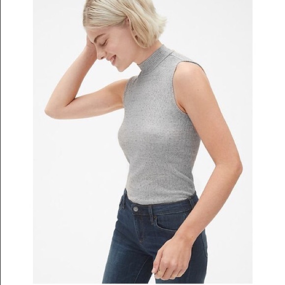 NWT GAP Slim Fit Ribbed Sleeveless Mock Neck Top - Picture 3 of 10